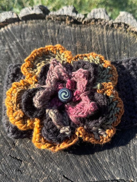 Black Floral Ear Warmer