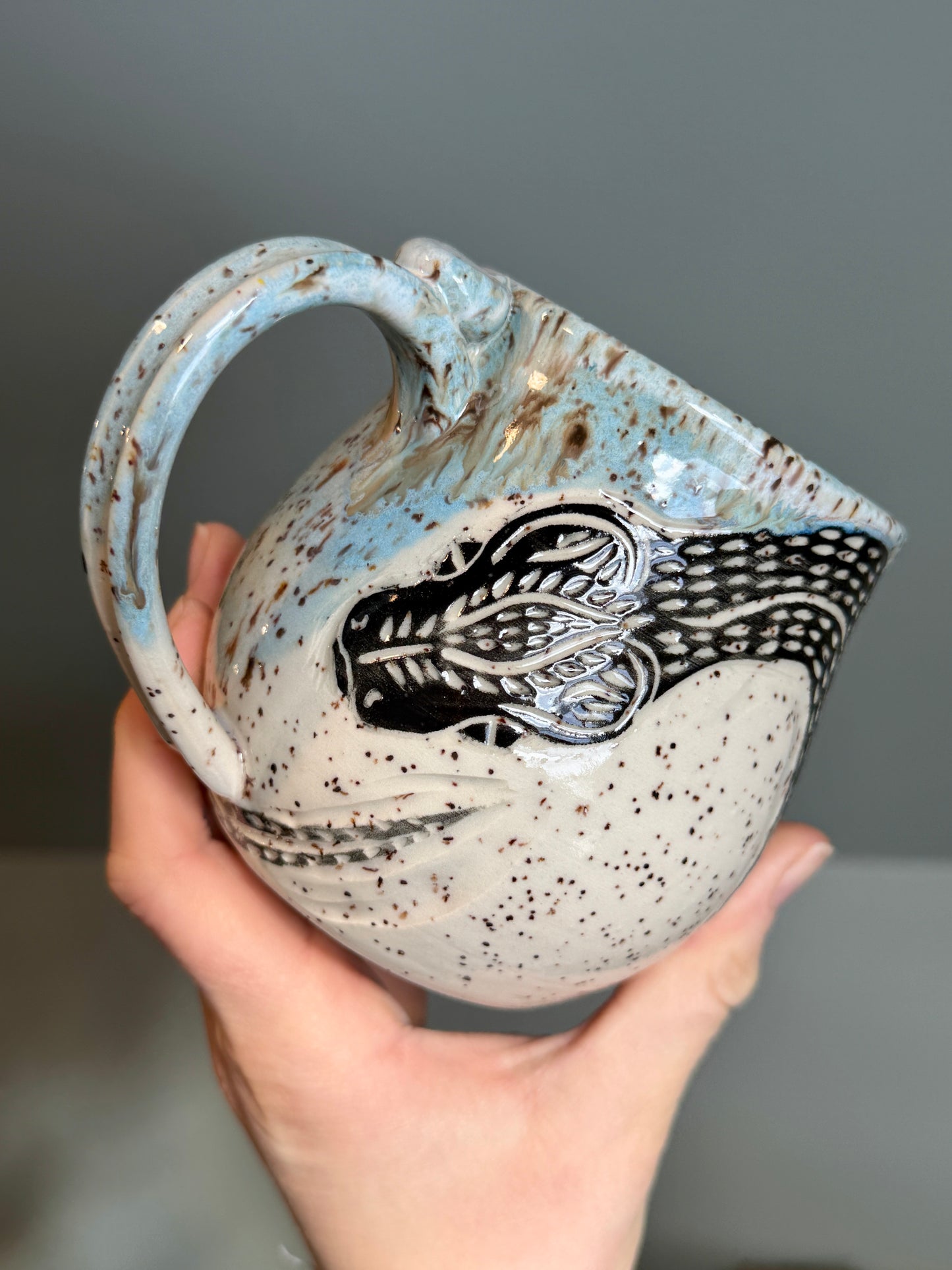 Carved Blue Snake Mug