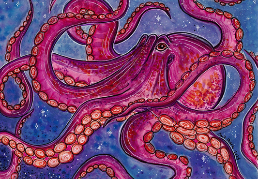 Octopus Sherpa Lined Art Print Blanket