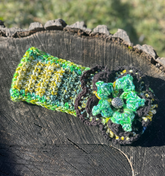 Green Floral Ear Warmer