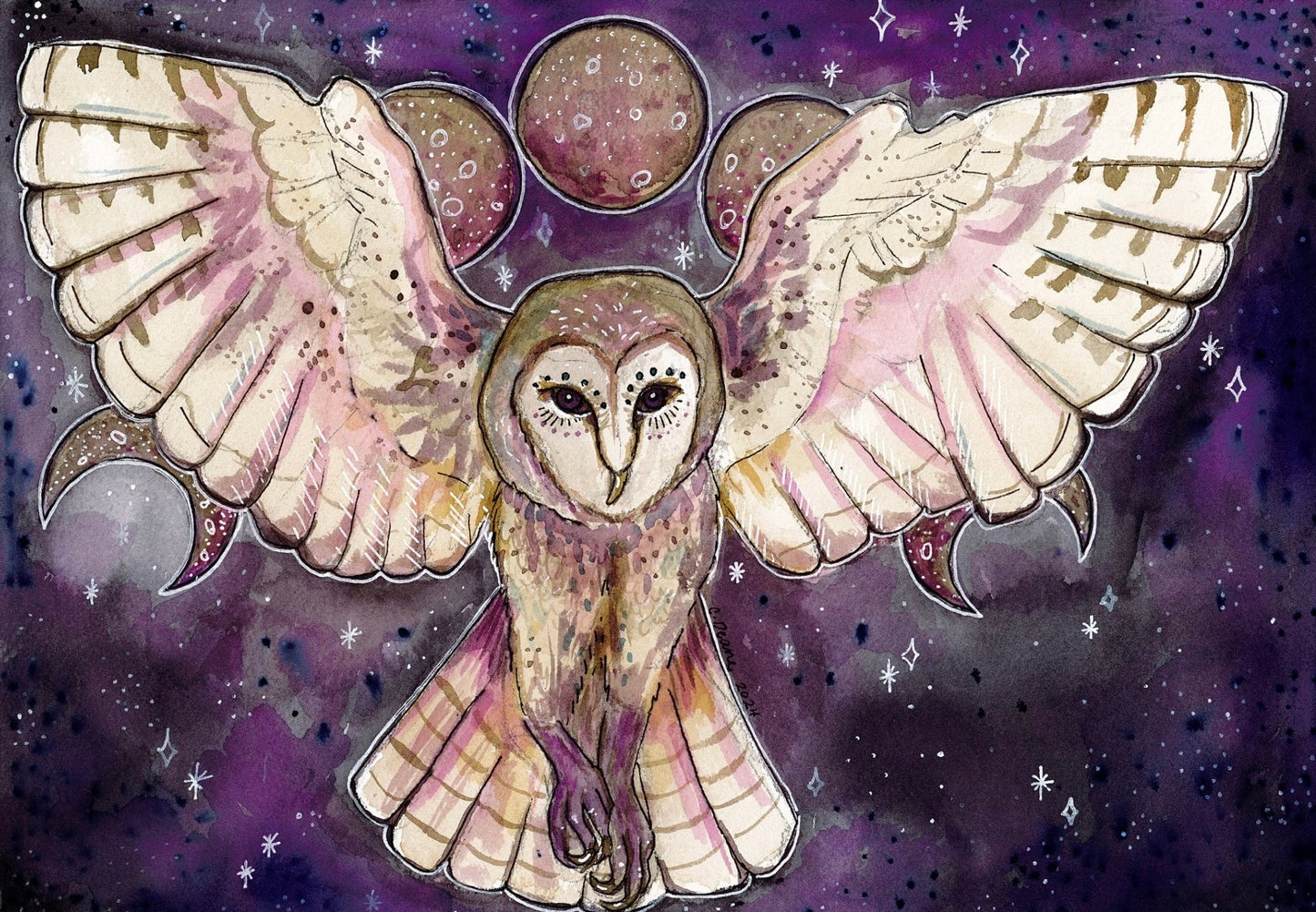 Owl Sherpa Lined Art Print Blanket