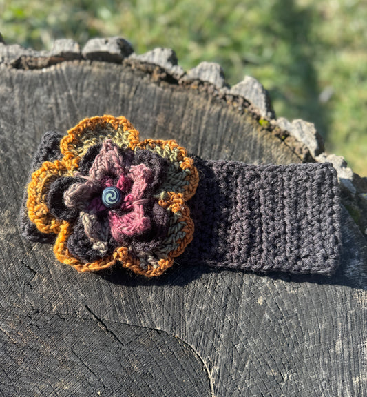 Black Floral Ear Warmer