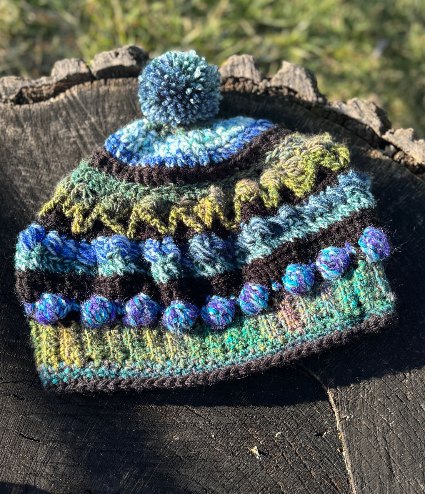 Bobble Beanie Blue/Green