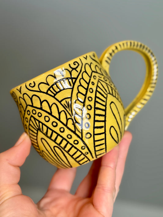 Carved Yellow Mug