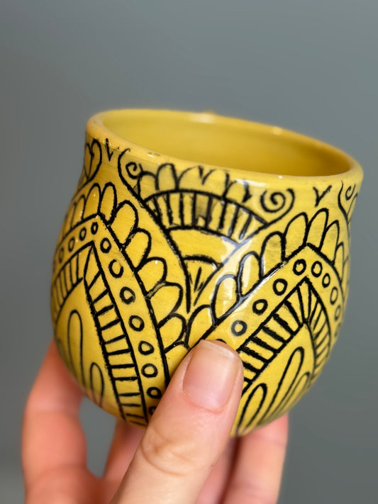 Carved Yellow Mug