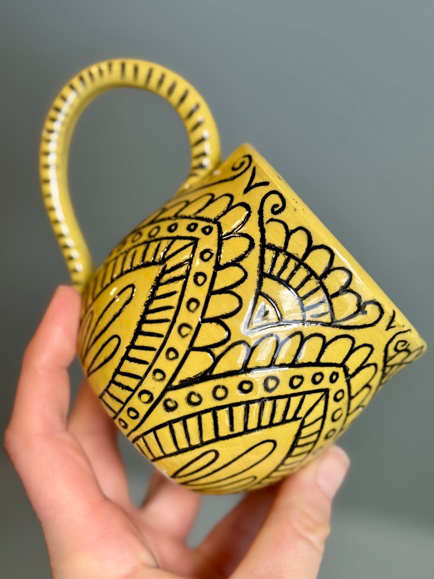 Carved Yellow Mug
