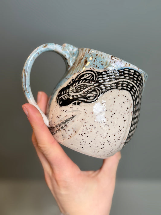 Carved Blue Snake Mug