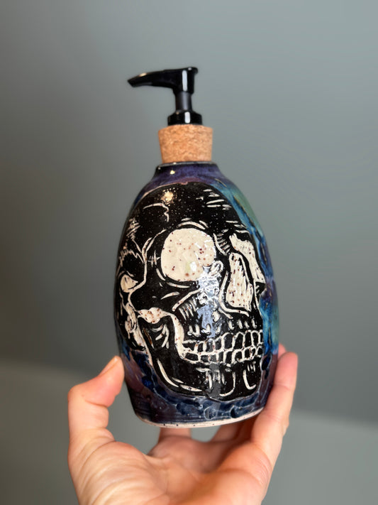 Sgraffito Skull Soap Pump