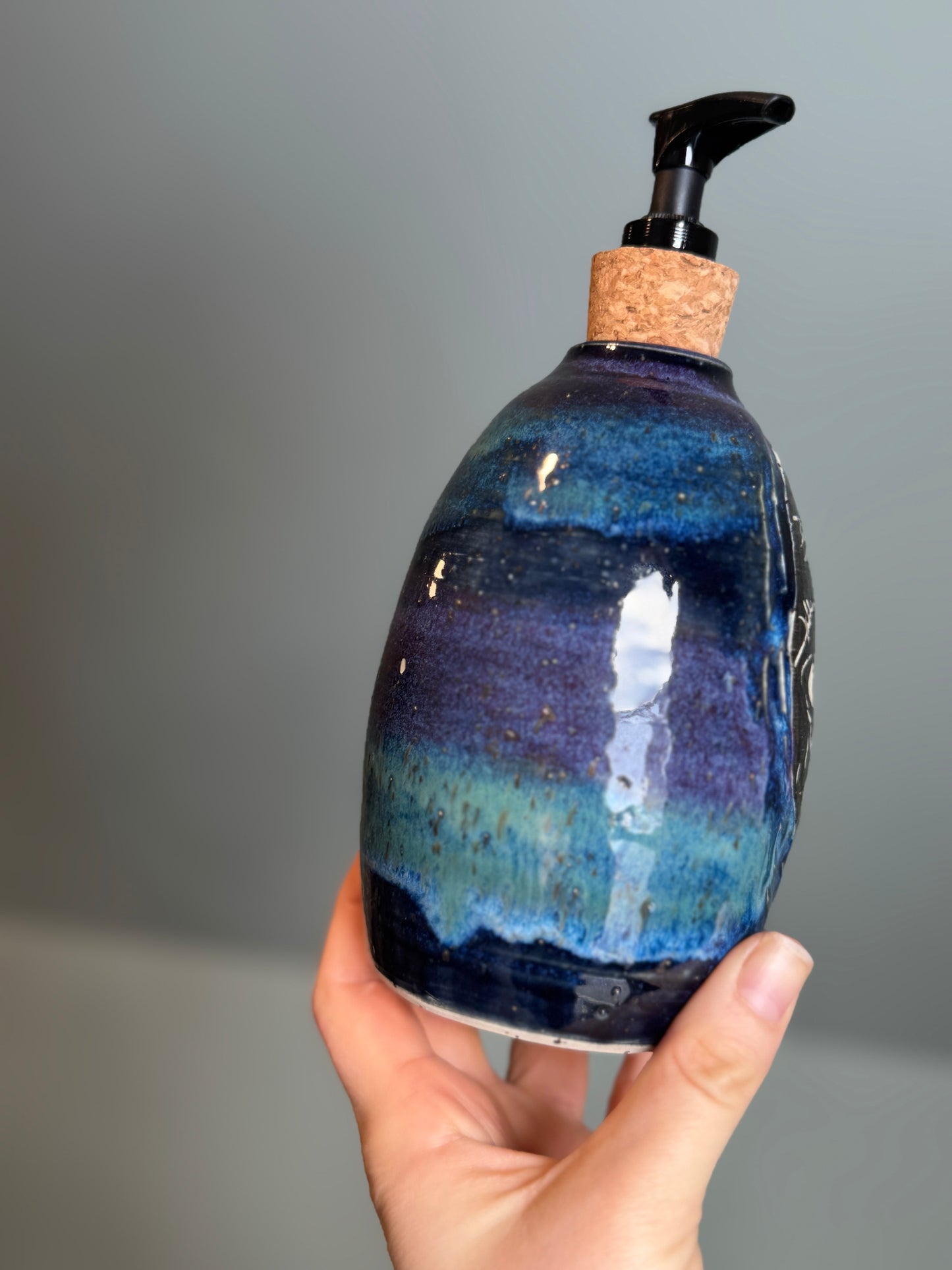 Sgraffito Skull Soap Pump