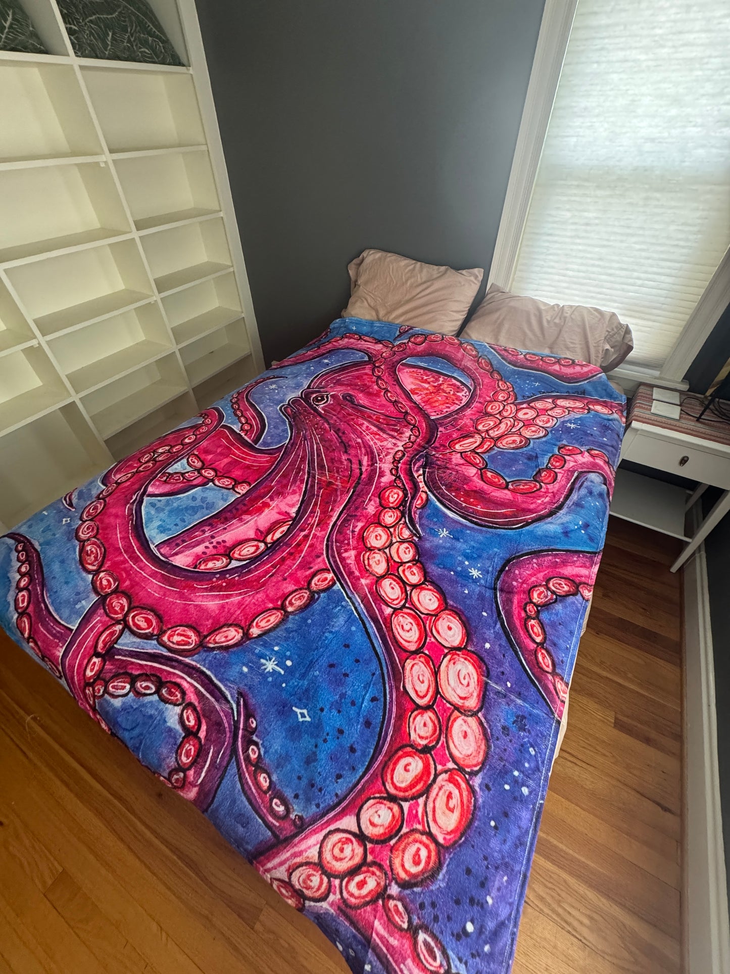 Octopus Sherpa Lined Art Print Blanket