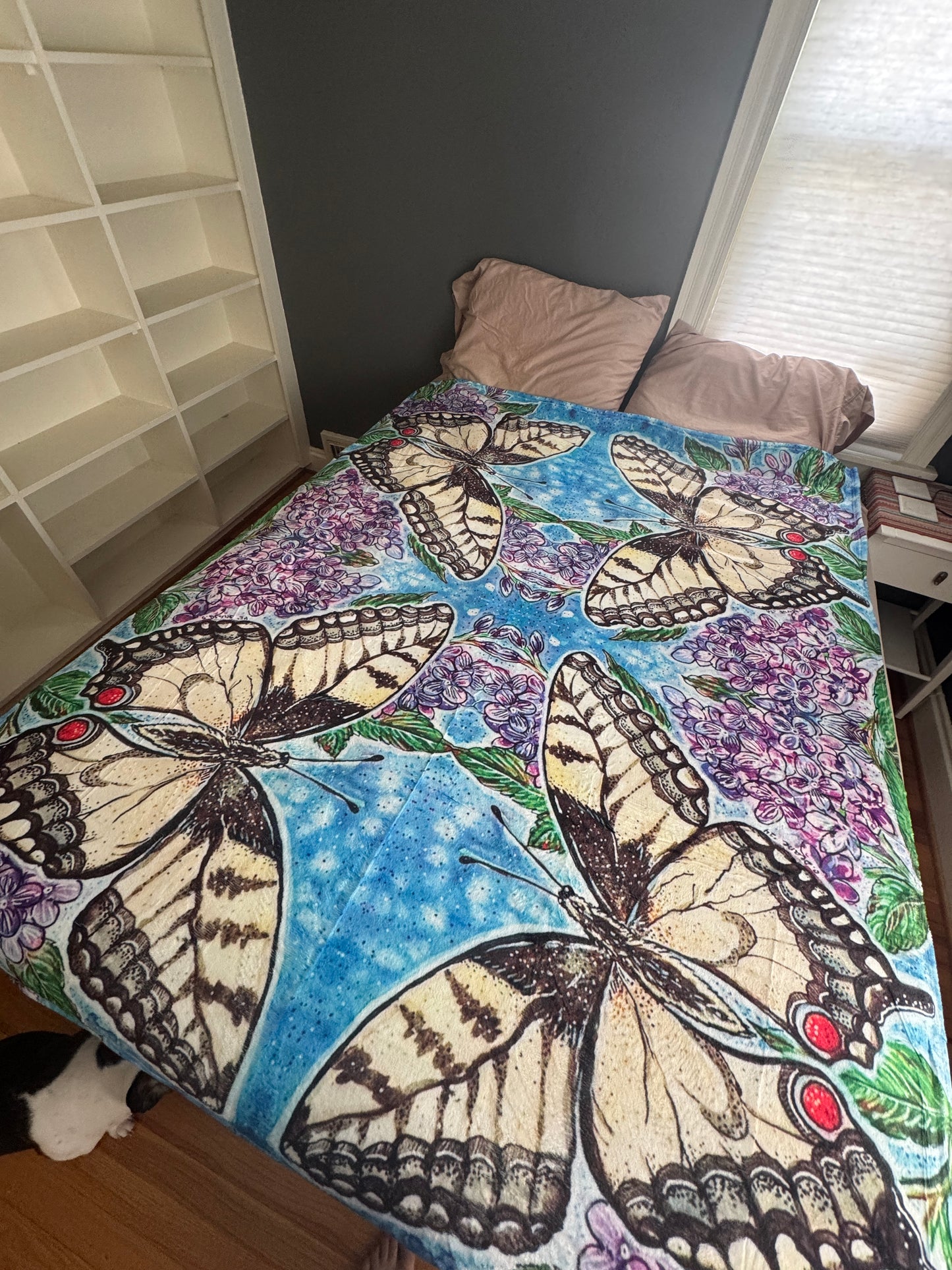 Swallowtail Sherpa Lined Art Print Blanket