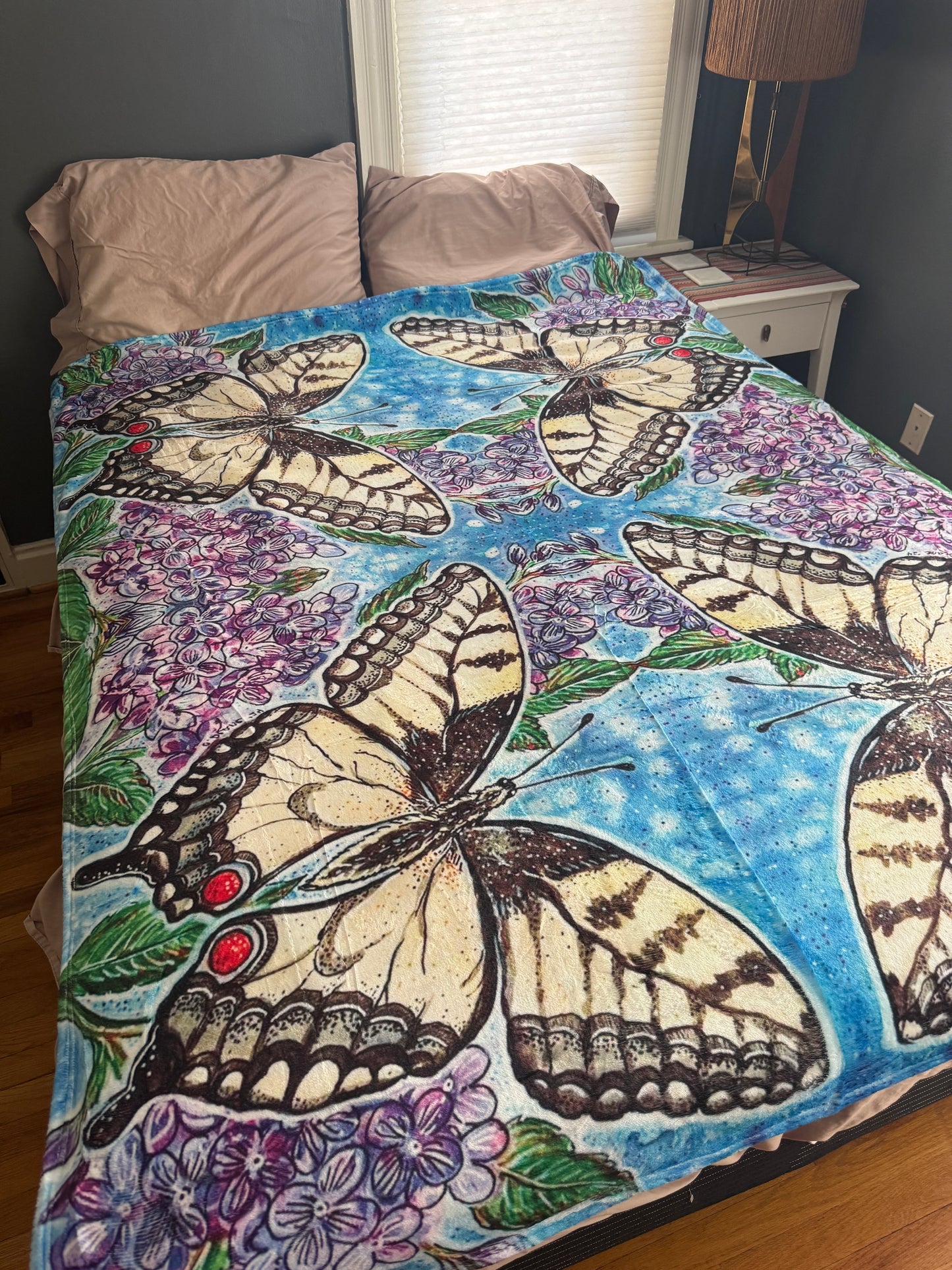 Swallowtail Sherpa Lined Art Print Blanket