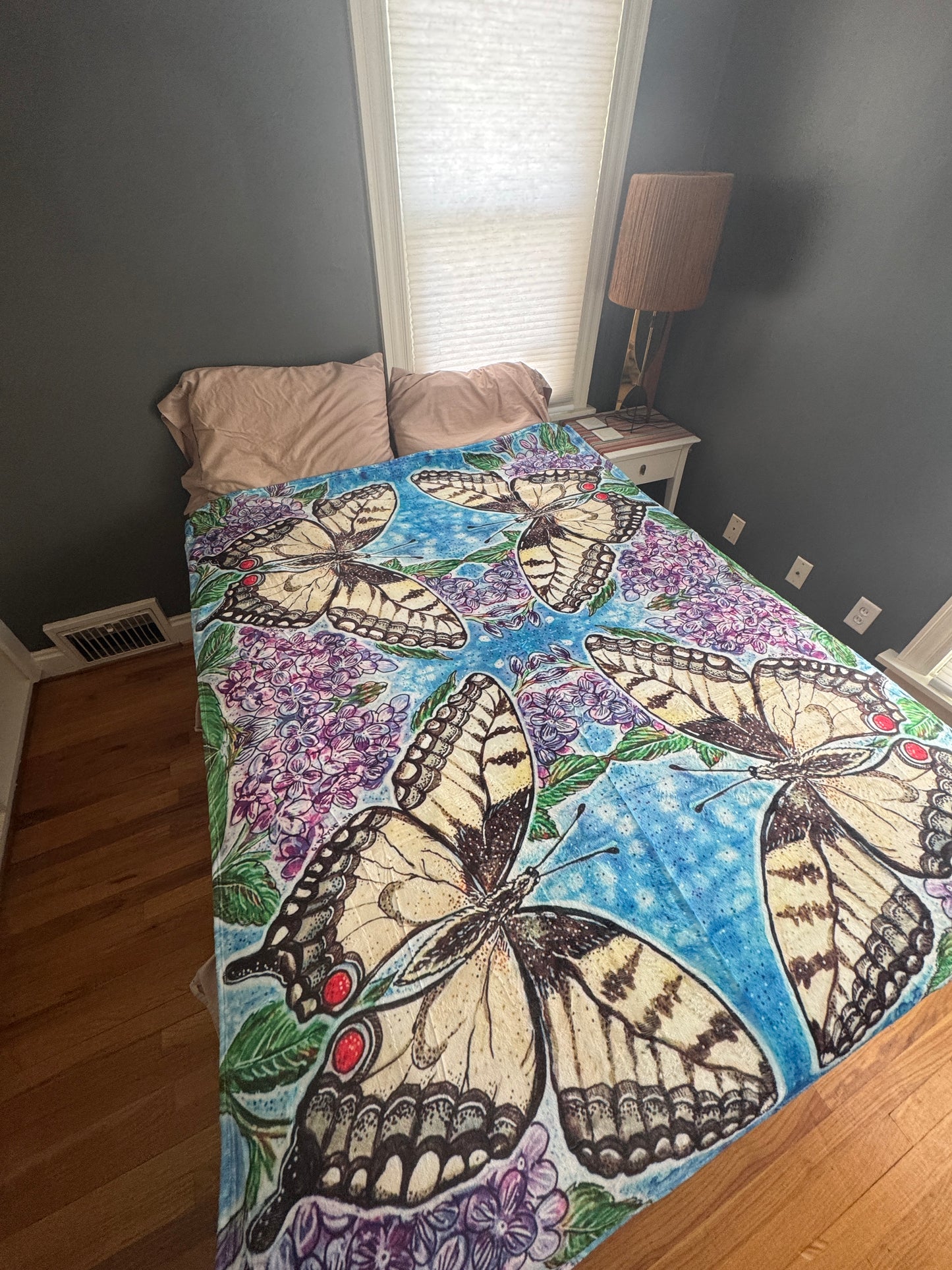 Swallowtail Sherpa Lined Art Print Blanket