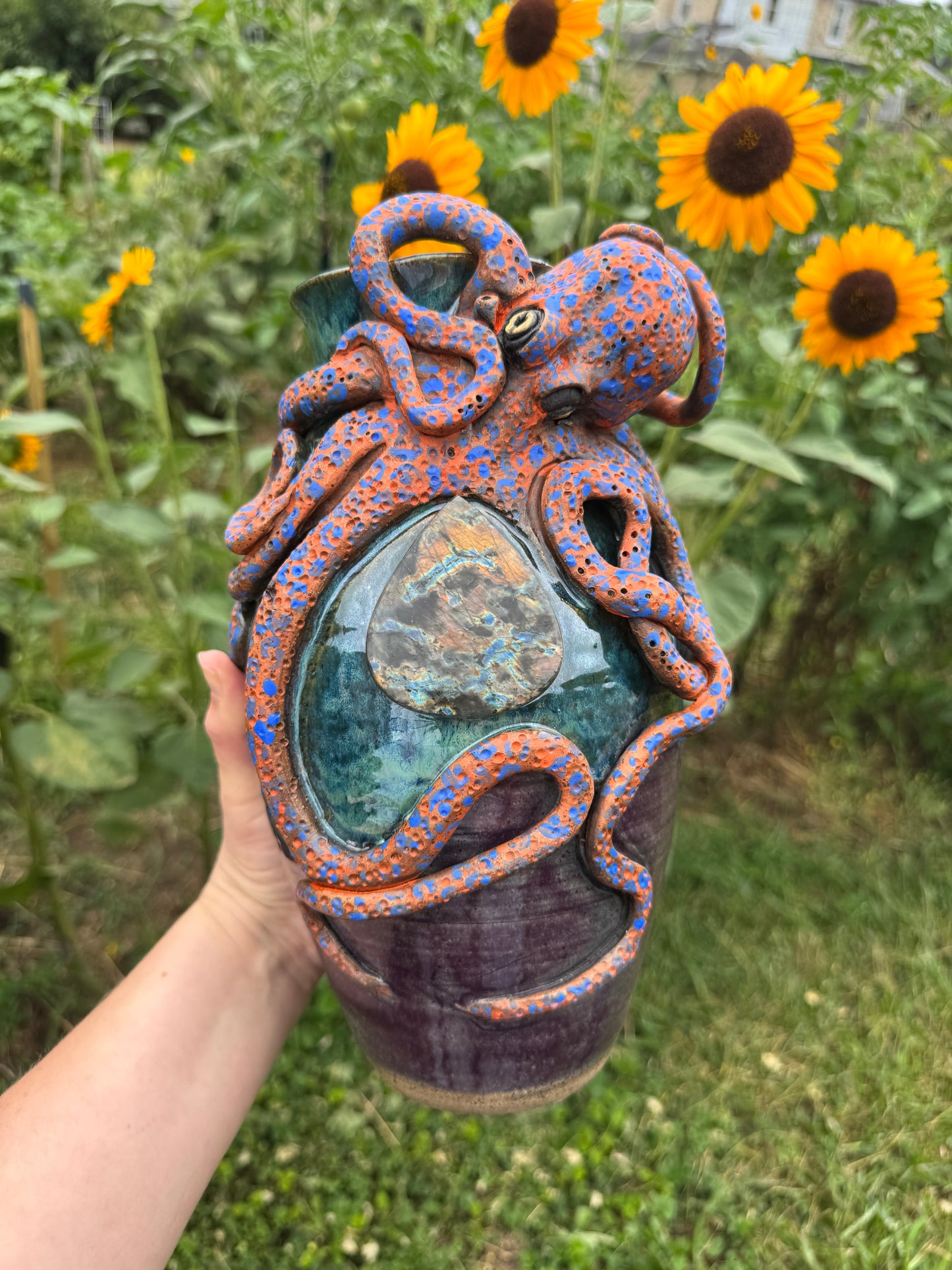Labradorite Octopus vase