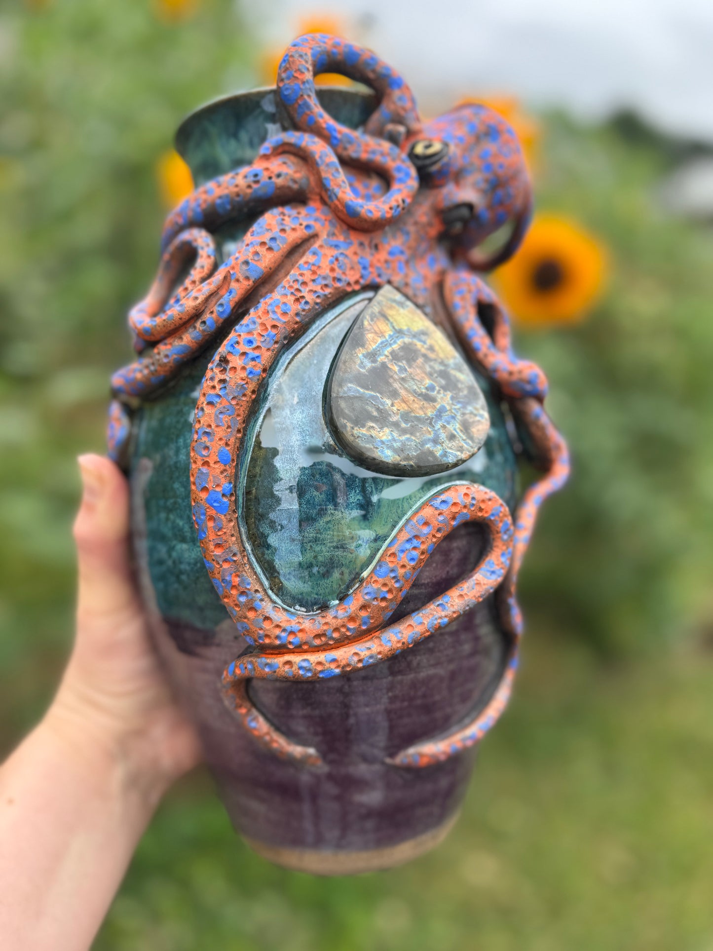 Labradorite Octopus vase