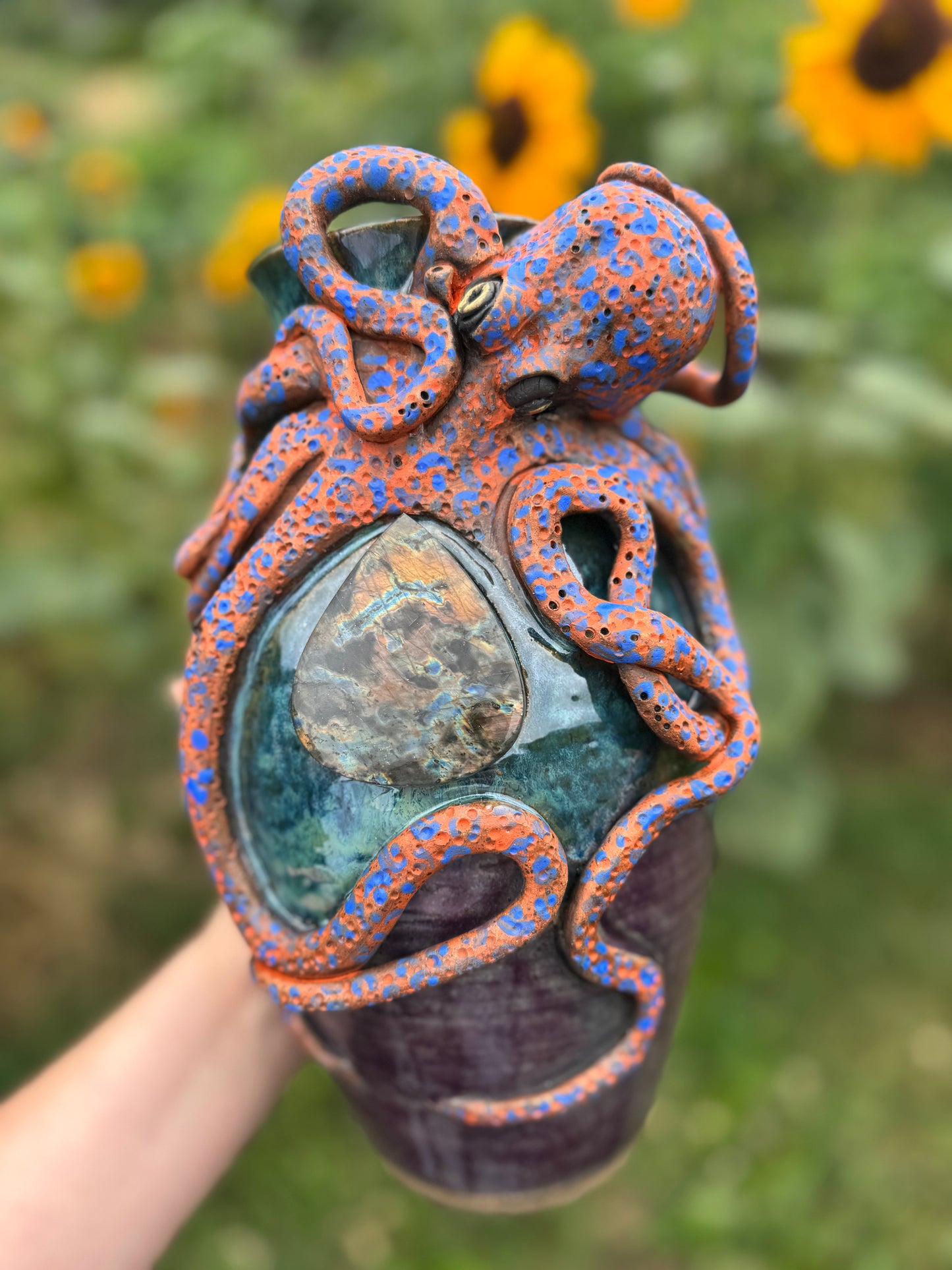Labradorite Octopus vase