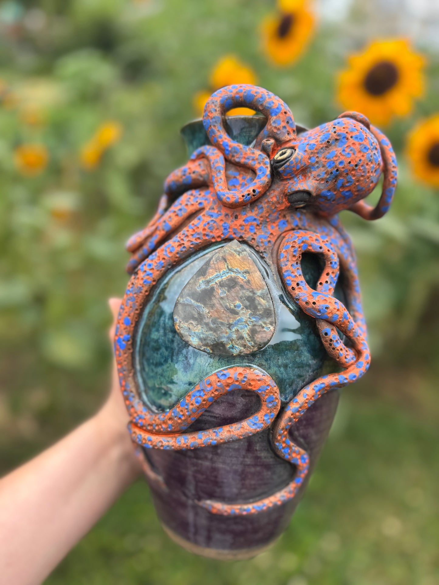 Labradorite Octopus vase