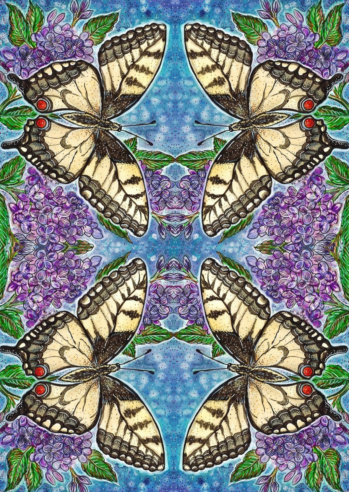 Swallowtail Sherpa Lined Art Print Blanket
